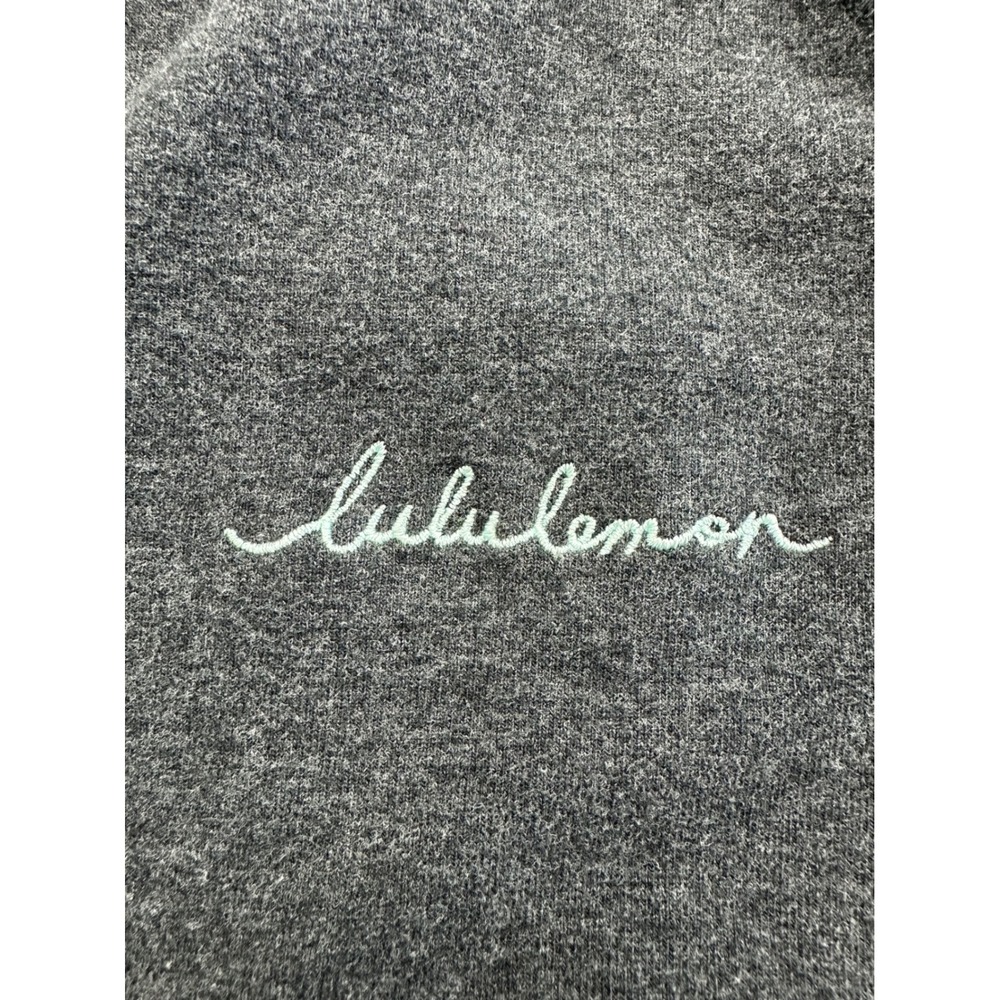 Lululemon Womens Heathered Grey Cotton Lycra Script Logo Pullover Sweatshirt 4 - Picture 3 of 8